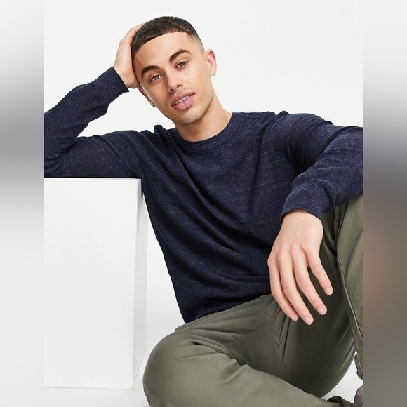 Selected Homme Buddy Crew Neck Sweater in Blue - Picture 4 of 13